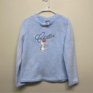 Frozen Disney Womens Chillin Olaf Snowman Fuzzy Long Sleeve Sleep Sweater Small